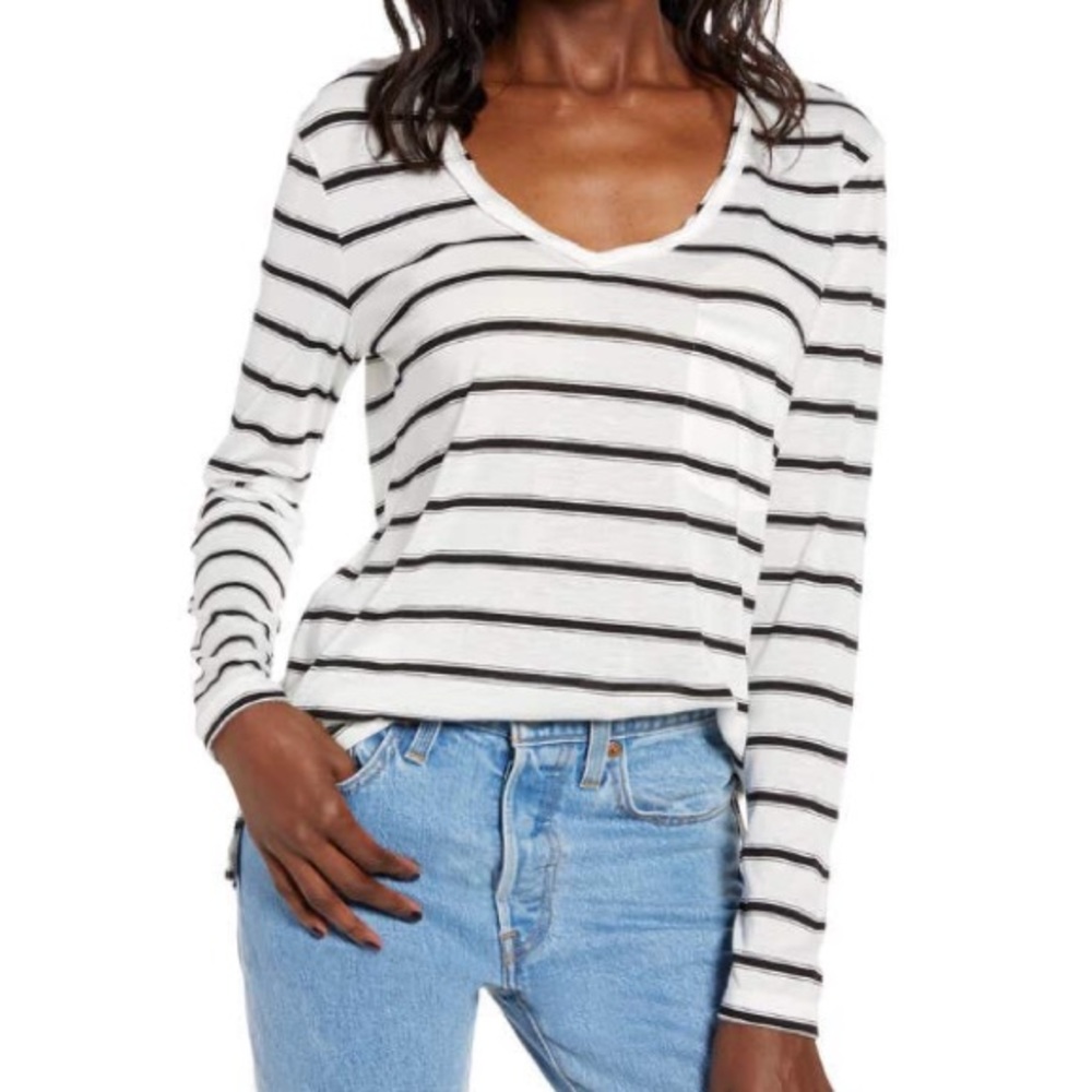 Black and White Strip Long Sleeve Shirt